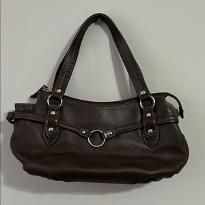 Chic Dark Brown Leather Shoulder Bag